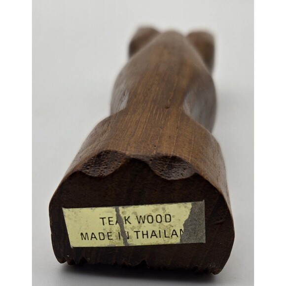 Vintage Mid Century Modern Hand Carved Teak Wood Siamese Cat Sculpture - Picture 8 of 9